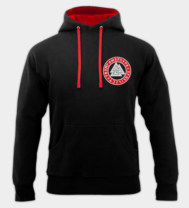 Valknut Runic Circle Embroidered Hoodie