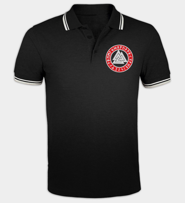 Valknut Runic Circle Embroidered Polo Shirt