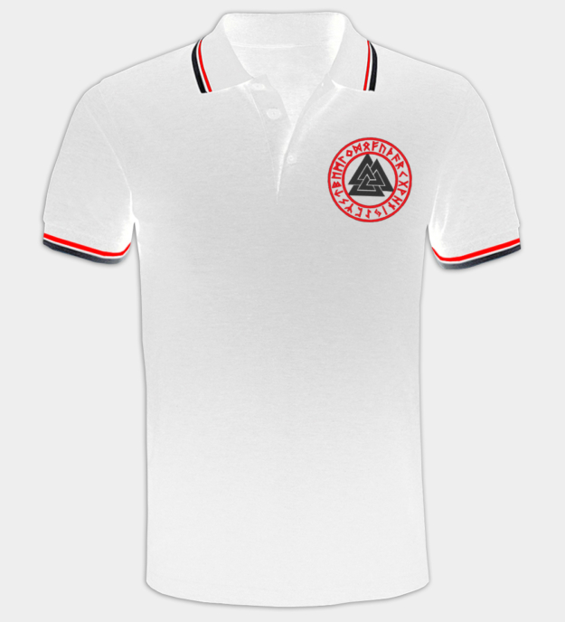 Valknut Runic Circle Embroidered Polo Shirt