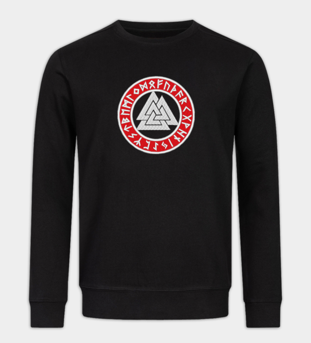 Valknut Runic Circle Embroidered Sweatshirt