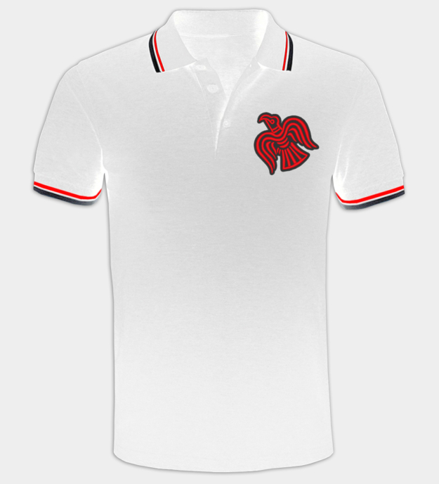 Viking Raven Motif Embroidered Polo Shirt
