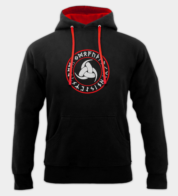 Odin's Triple Horn Embroidered Hoodie