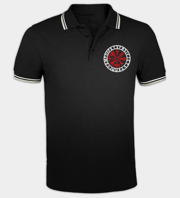 Vegvisir Runic Circle Embroidered Polo Shirt