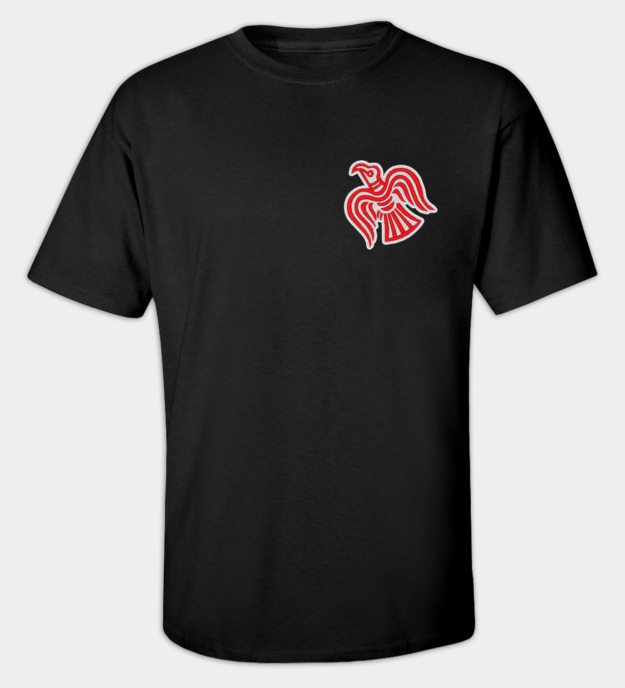 Viking Raven Motif Embroidered T-Shirt
