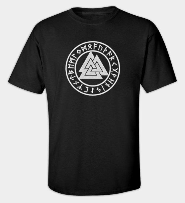 Runic Valknut Embroidered T-Shirt