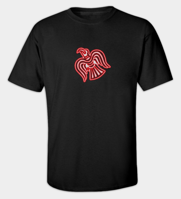 Viking Raven Motif Embroidered T-Shirt