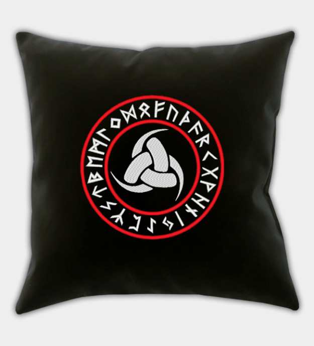 Odin's Triple Horn Embroidered Throw Pillow Cover