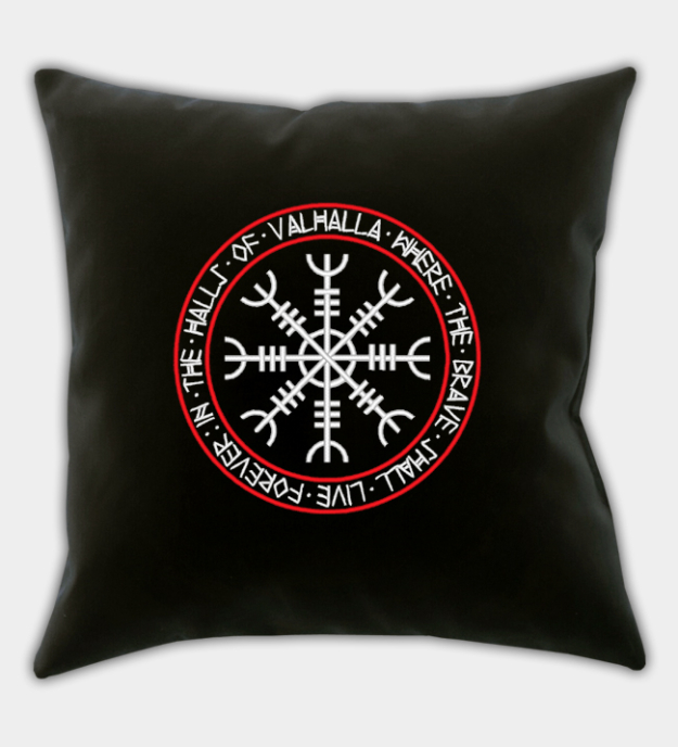 Halls of Valhalla Embroidered Throw Pillow Cover