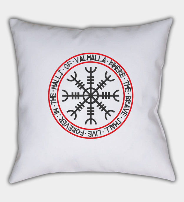 Halls of Valhalla Embroidered Throw Pillow Cover
