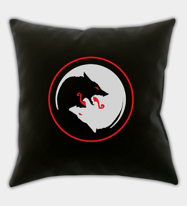 Odin's Wolves Embroidered Throw Pillow Cover
