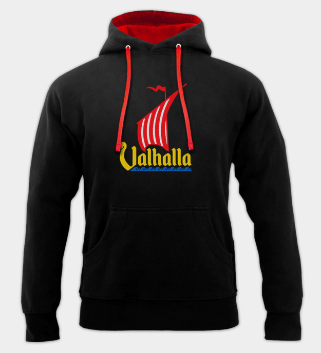 Valhalla Dragon Ship Embroidered Hoodie