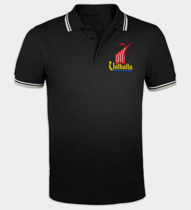 Valhalla Dragon Ship Embroidered Polo Shirt