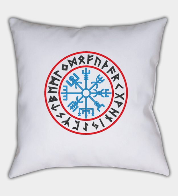 Runic Vegvisir Embroidered Throw Pillow Cover
