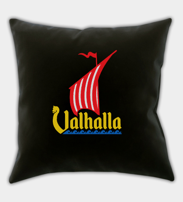 Viking Dragon Ship Embroidered Throw Pillow Cover