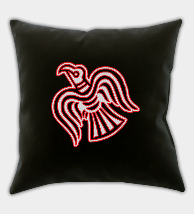 Viking Raven Motif Embroidered Throw Pillow Cover