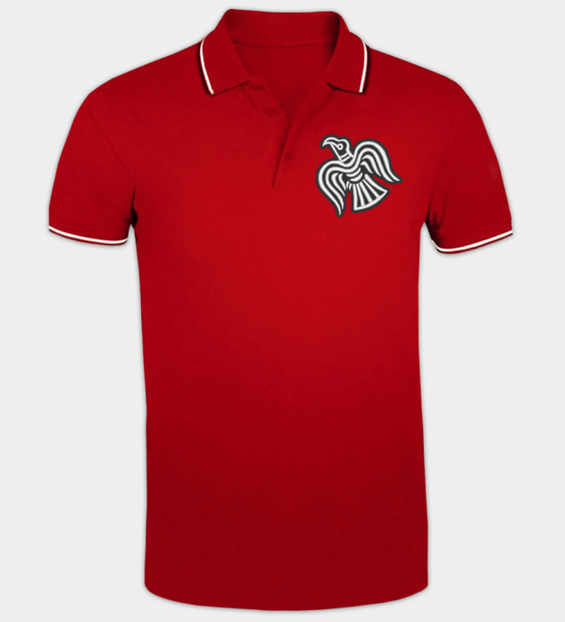Viking Raven Motif Embroidered Polo Shirt