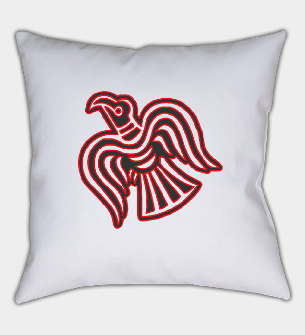 Viking Raven Motif Embroidered Throw Pillow Cover