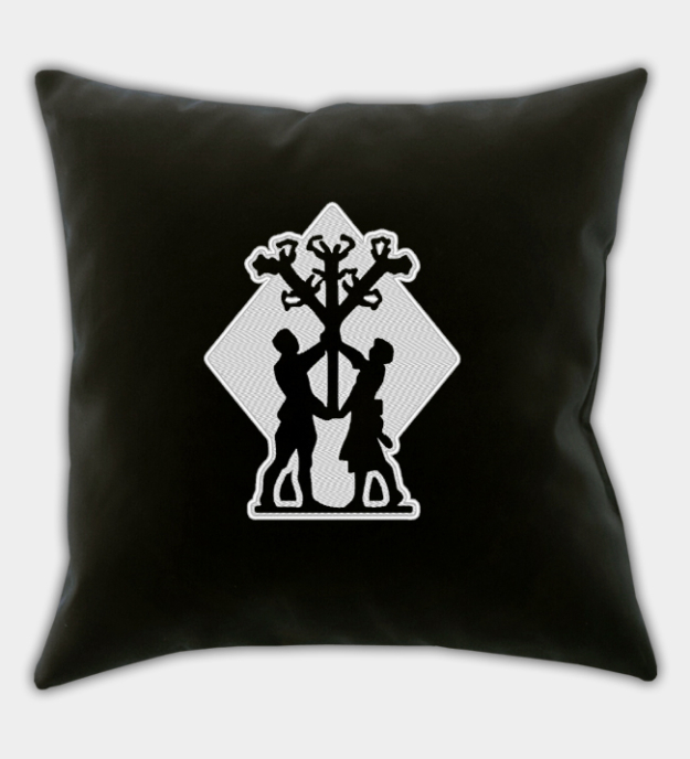 Algiz Motif Embroidered Throw Pillow Cover