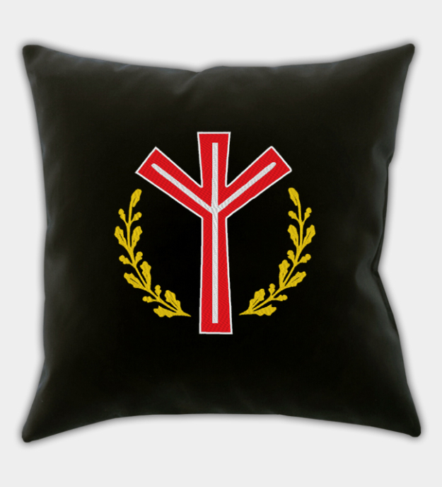 Algiz Rune Embroidered Throw Pillow Cover