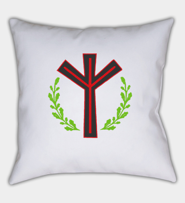Algiz Rune Embroidered Throw Pillow Cover